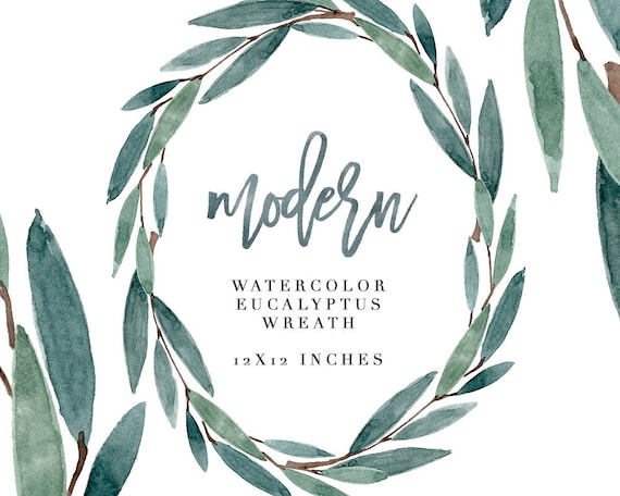 Watercolor Eucalyptus and Gold Leaves Wreath Frame Border Clipart with  Transparent Backgrounds for Invitations Logo Branding - Essem Creatives