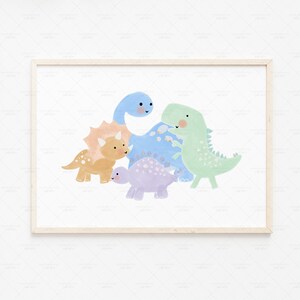 Dinosaur Print for boys room, Watercolor Printable Wall Art for Nursery Decor, Colorful Rainbow Dino Poster for Playroom, DIGITAL DOWNLOAD