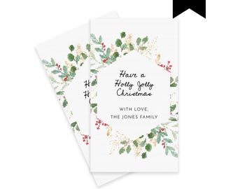 Cross Stitch Greenery Gift Tag Template, Editable Christmas Hang Tag, Printable Embroidery Theme Gift Label, Whimsical Favor Tag Corjl 516