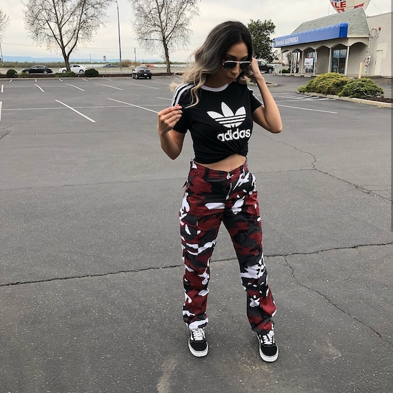 adidas red camo pants