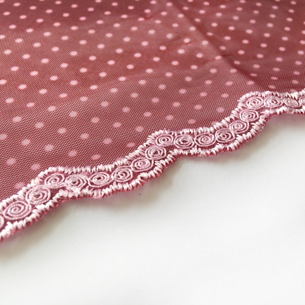 Polka Dot Embroidered Tulle/Lingerie Lace -  - 1 metre length - 13 cm width - Lingerie Supplies