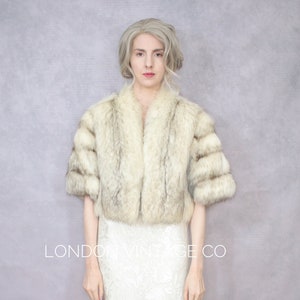 Größe S | Vintage Fuchs Pelz Bolero {Fuchs Pelzmantel/echter Fuchspelz/Fuchs Pelzjacke/weißer Fuchs Mantel/pummeliger Mantel/kleiner Pelzmantel/Winterhochzeit