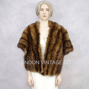 1950s-1960s dark brown sable fur stole {Real sable fur/vintage sable fur/sable fur wrap/sable shawl/sable cape/winter wedding/bridal stole}