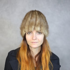 Size XS-S | vintage mink fur hat {Vintage mink fur/real mink fur/winter fur hat/retro fur hat/mink hat/mink fur beanie/vintage fur hat}