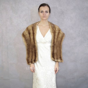1950s-1960s pastel mink fur stole {fur wrap/fur shawl/fur cape.Vintage fur/real fur/vintage wedding/vintage bride/winter wedding/pin up}