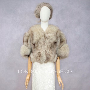 Größe S | Vintage Fuchs Pelz Bolero {Fuchs Pelzmantel/echter Fuchspelz/Fuchs Pelzjacke/weißer Fuchs Mantel/pummeliger Mantel/kleiner Pelzmantel/Winterhochzeit