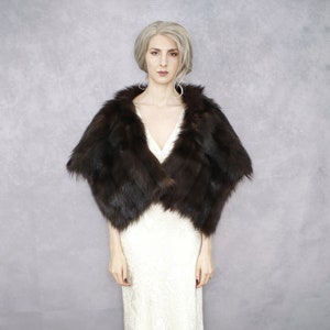 Lage vintage black/brown fur wrap {Real fur,vintage fur,fur stole,fur shawl,black fur,fur bolero,vintage bridal fur,winter wedding}