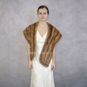 1940s-1950s mink fur stole {Vintage mink fur/real fur/mink fur wrap/mink fur shawl/mink fur cape/fur cover up/fur scarf/vintage bridal fur}