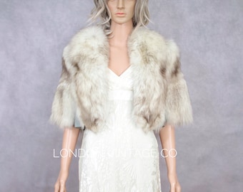 Size S | Vintage fox fur bolero {fox fur coat/real fox fur/fox fur jacket/white fox coat/chubby coat/small fur coat/winter wedding}