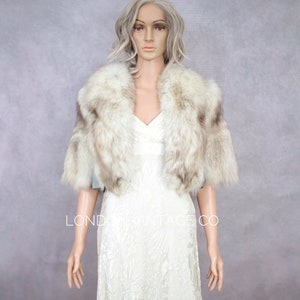 Größe S | Vintage Fuchs Pelz Bolero {Fuchs Pelzmantel/echter Fuchspelz/Fuchs Pelzjacke/weißer Fuchs Mantel/pummeliger Mantel/kleiner Pelzmantel/Winterhochzeit