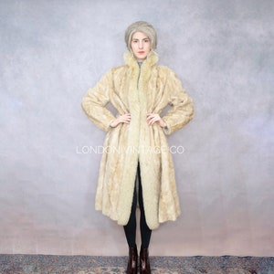 Größe S | Vintage Nerz Pelzmantel mit Fuchs Pelzbesatz schießbare Winterjacke