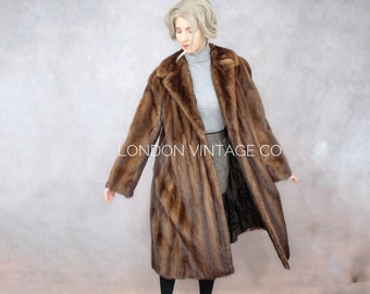 Größe M | Vintage dunkelbrauner Nerz Mantel {Vintage Nerz / echter Nerz / Nerzjacke / langer Nerz Mantel / mittlerer Pelzmantel / großer Pelzmantel}