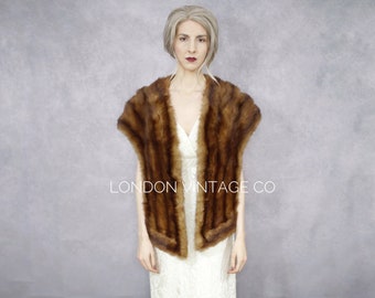 Size S | 30s-50s marten fur cape {Vintage fur/real fur/fur wrap/fur stole/fur shawl/fur coat/winter wedding/bridal fur stole/sable fur/ww2}