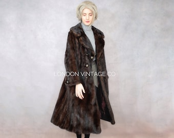 Größe S | Vintage brauner Nerz Mantel {Vintage Nerz / echter Nerz / Nerzjacke/langer Nerz Mantel/kleiner Nerz Pelzmantel}
