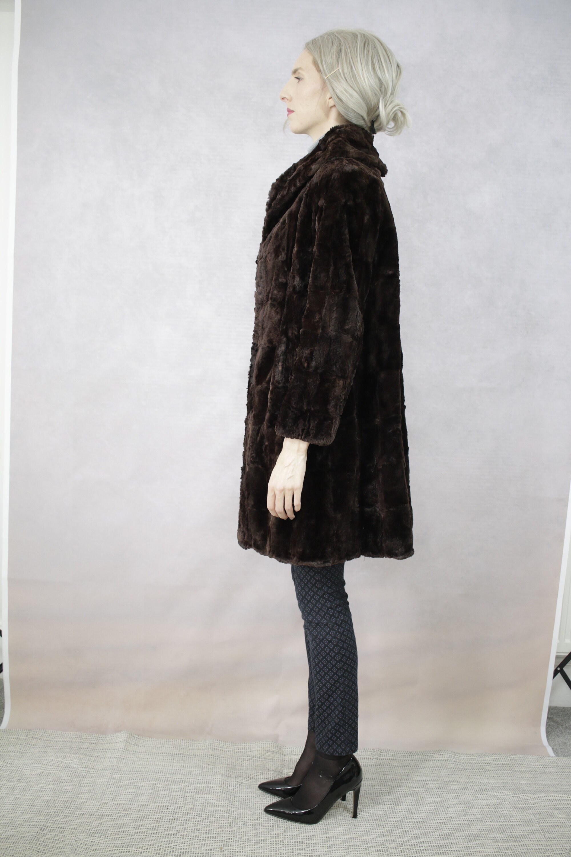 サイズ S | 1930 年代のモグラ毛皮コート {本物の毛皮/ヴィンテージ