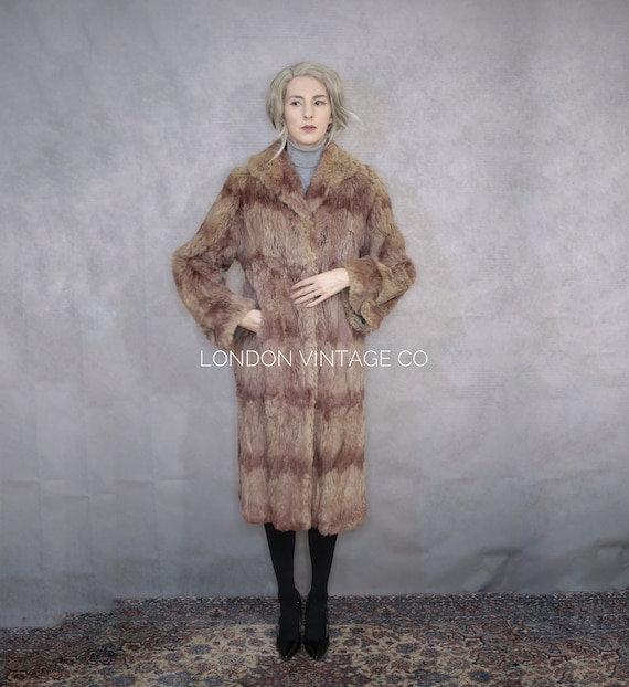 Size S 1930s Dusky Pink Rabbit Fur Coat 