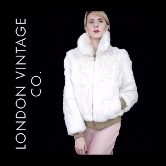 90s's white rabbit fur coat {Vintage fur,real fur,