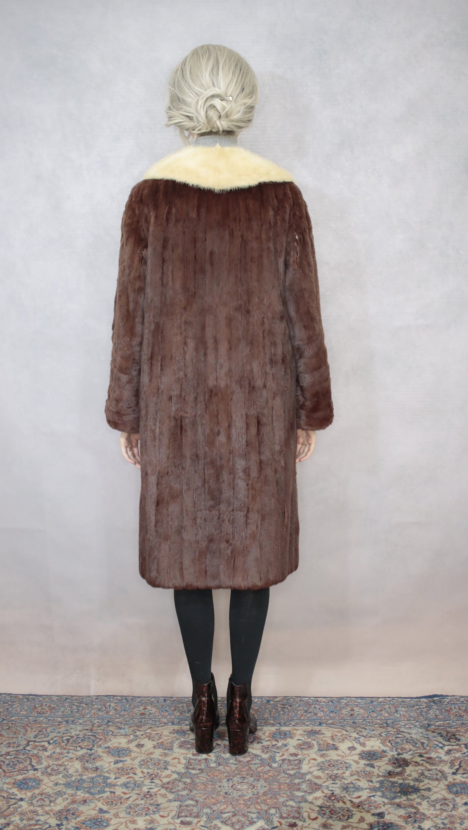 サイズ S | ヴィンテージ バーガンディ アーミン ファー コート