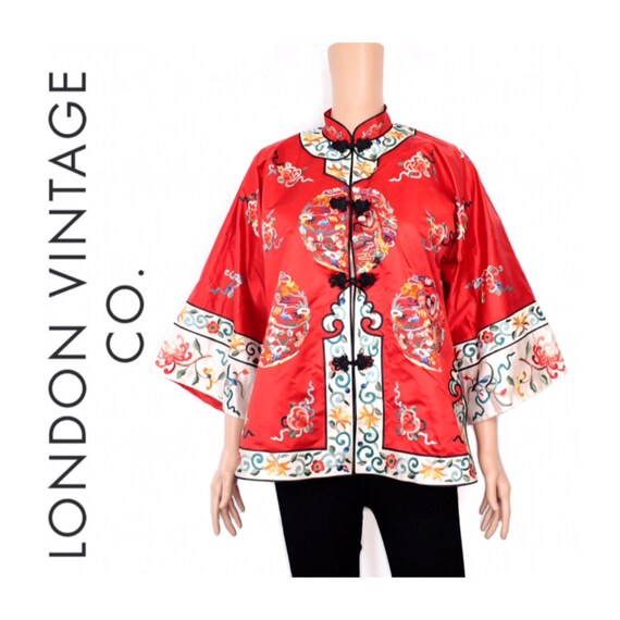 Vintage red Chinese jacket with embroidery {Vintag