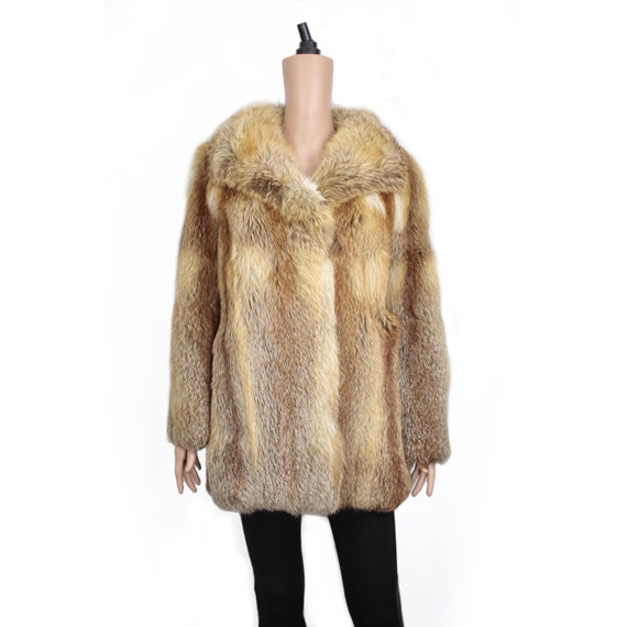 1970s red fur coat {Vintage fox fur/real fox fur/f
