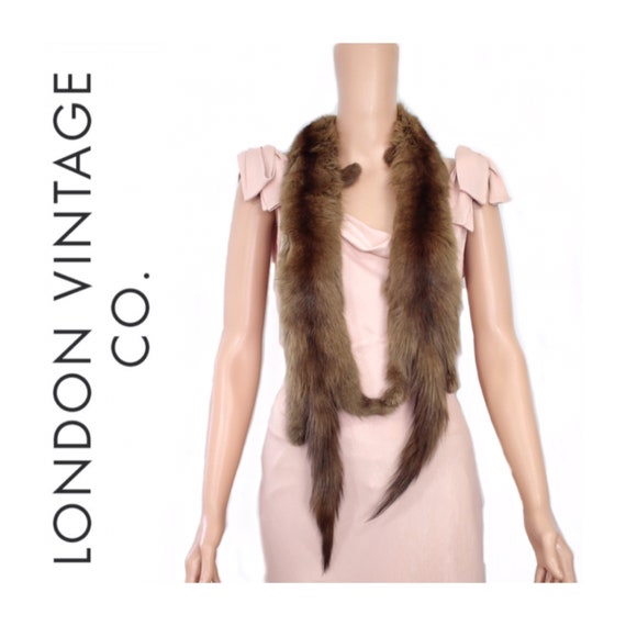 1930s-1940s sable fur stole with taxidermy {Vinta… - image 1