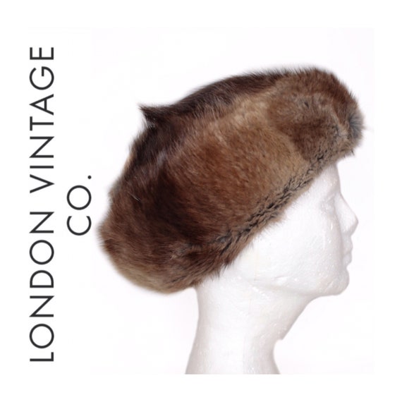 1960s-1970s grey-brown beaver fur/musquash fur hat