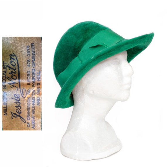 1940s green felt trilby hat {Vintage hat/retro hat