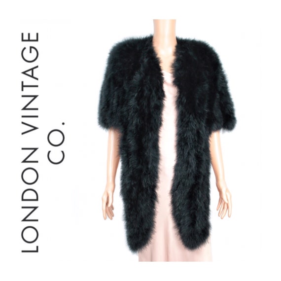 1950s black marabou feather stole {Vintage feather