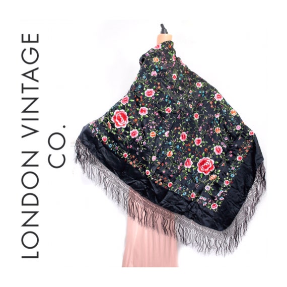 1910's-1920s-1930s Chinese piano shawl with colour