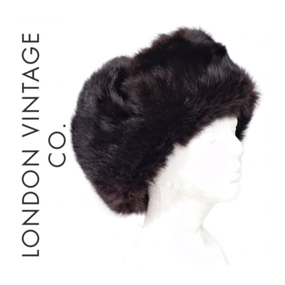 90s-00s black rabbit fur cossack hat {Vintage fur