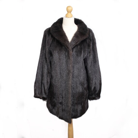 1980s black fur coat {Vintage fur/real fur/black f
