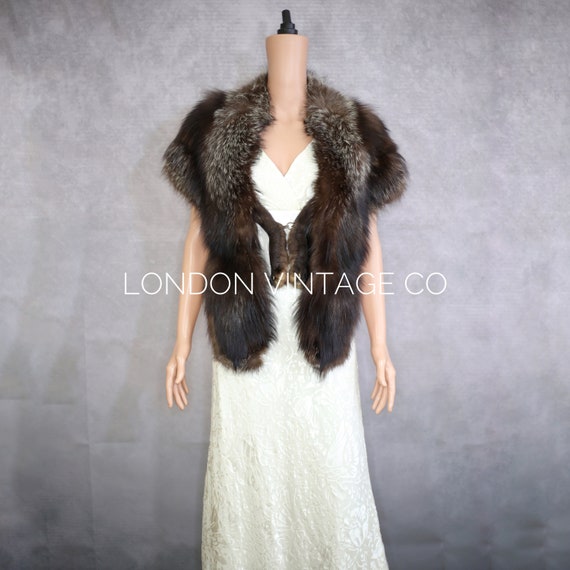 1940s silver fox fur stole {Vintage fox fur/real f