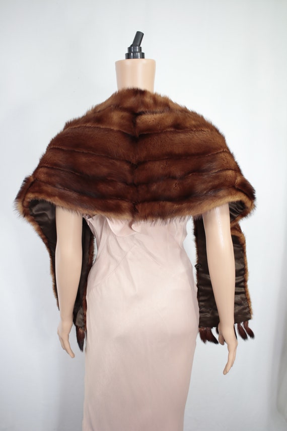 1950s burgundy fitch fur stole {Vintage fur/real … - image 5