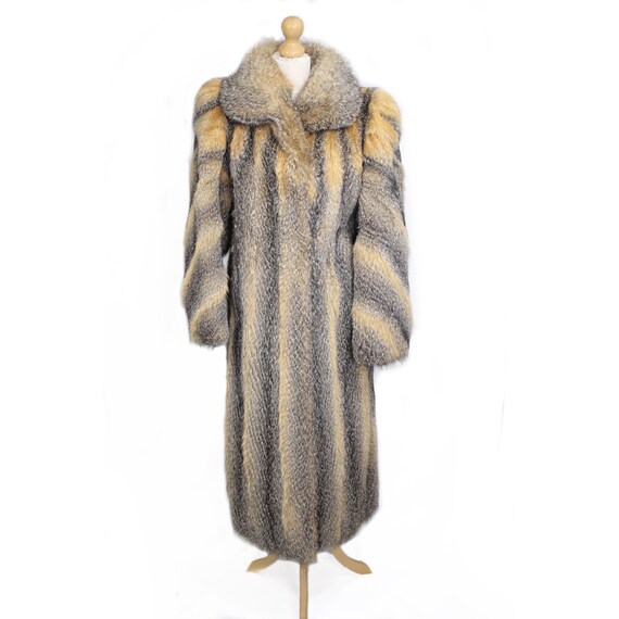 1980s grey fox fur coat {Real fox fur/vintage fox