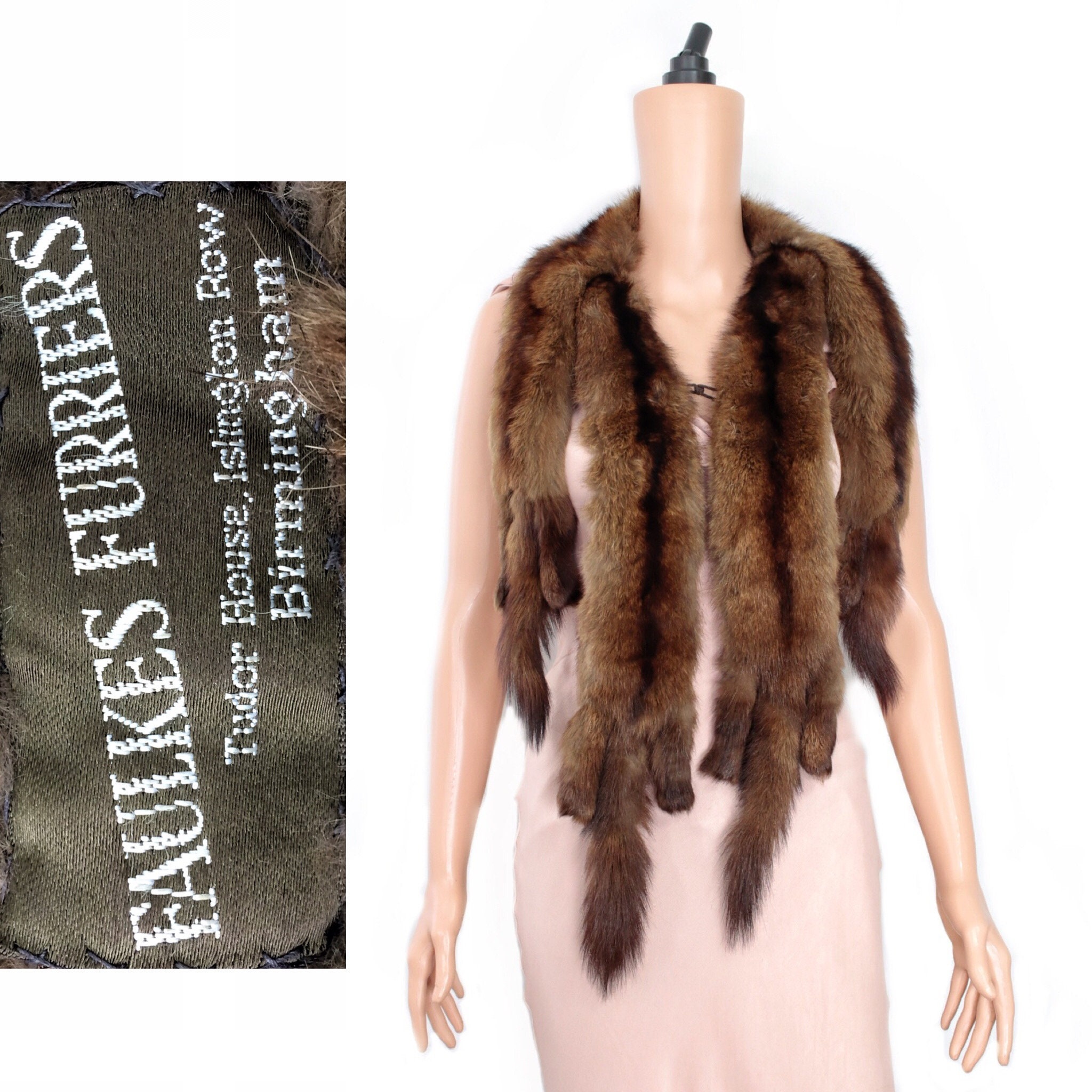 1930 年代～ 1940 年代の剥製付きセーブルの毛皮のストール