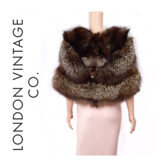 1930s 1940s Silver Fox Fur Stole fur Cape fur Wrap fur Shawl real