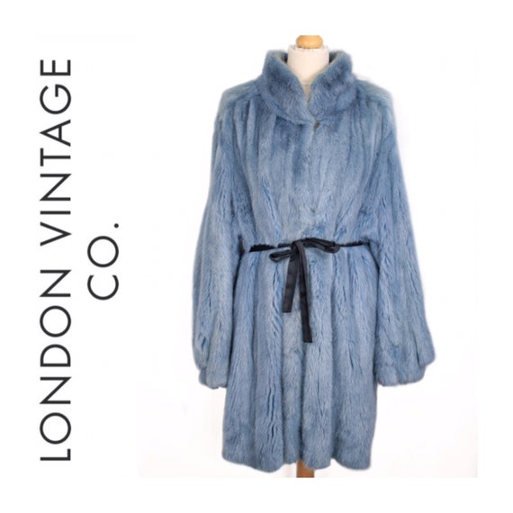 1980s-1990s blue mink fur coat {Real mink fur/vint