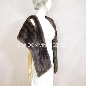1950s-1960s musquash fur stole {Vintage fur/real fur/fur wrap/fur shawl/fur cover up/fur cape/vintage bridal fur/white fur/like mink}