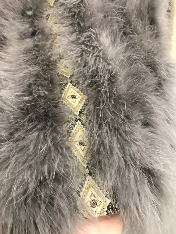 grey ostrich feather jacket