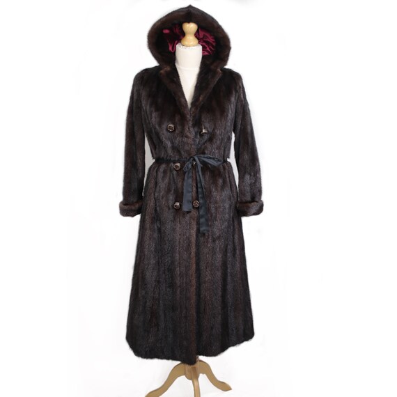 Petit/XS 1970s hooded mink fur coat {Vintage mink