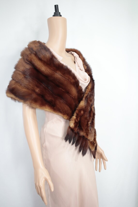 1950s burgundy fitch fur stole {Vintage fur/real … - image 3