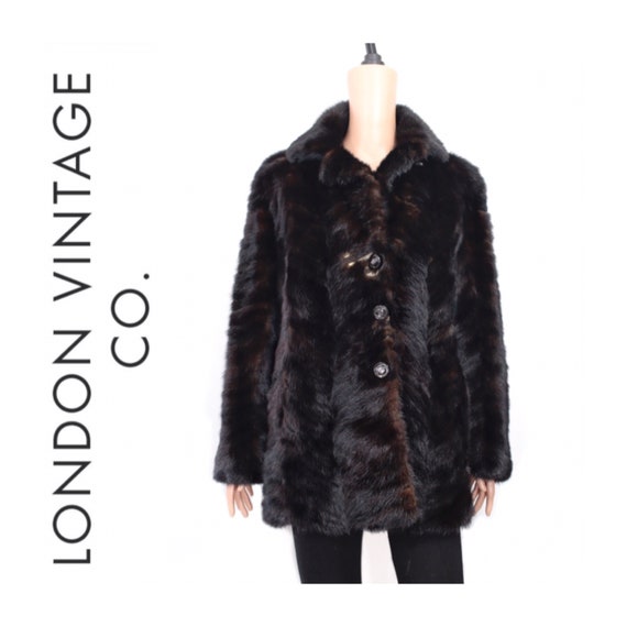 1960s-1970s black/brown mink fur coat {Real mink f