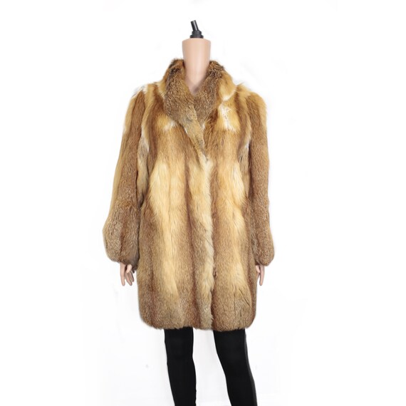 1980s red fox fur coat {Vintage fox fur/real fox f