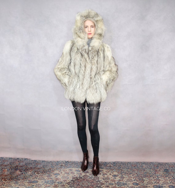 Vintage silver clearance fox fur jacket
