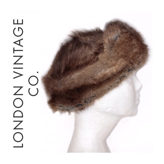 1960s-1970s grey-brown beaver fur/musquash fur hat