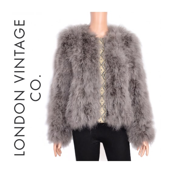 90s-00s Ostrich feather jacket/feather coat {Vinta
