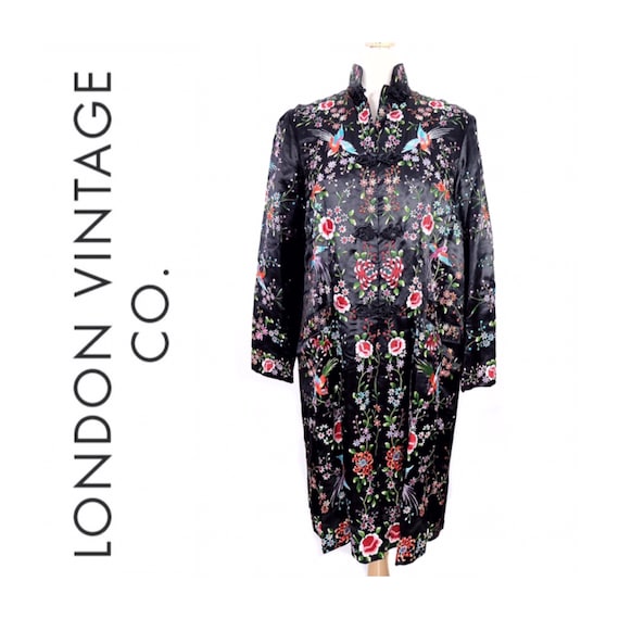 Vintage black embroidered coat {vintage embroider… - image 1