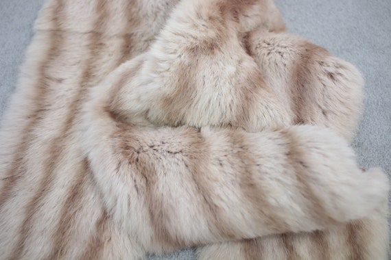 1950s-1960s dusky pink/beige rabbit fur stole {Vi… - image 9