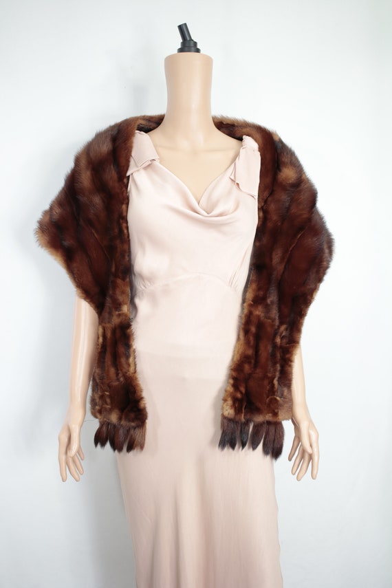 1950s burgundy fitch fur stole {Vintage fur/real … - image 2