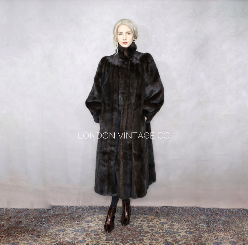 Size M Vintage Saga Dark Brown Mink Fur Coat Uk Dark Brown Mink Fur Coat Vintage, Vintage Mink Coat Uk
